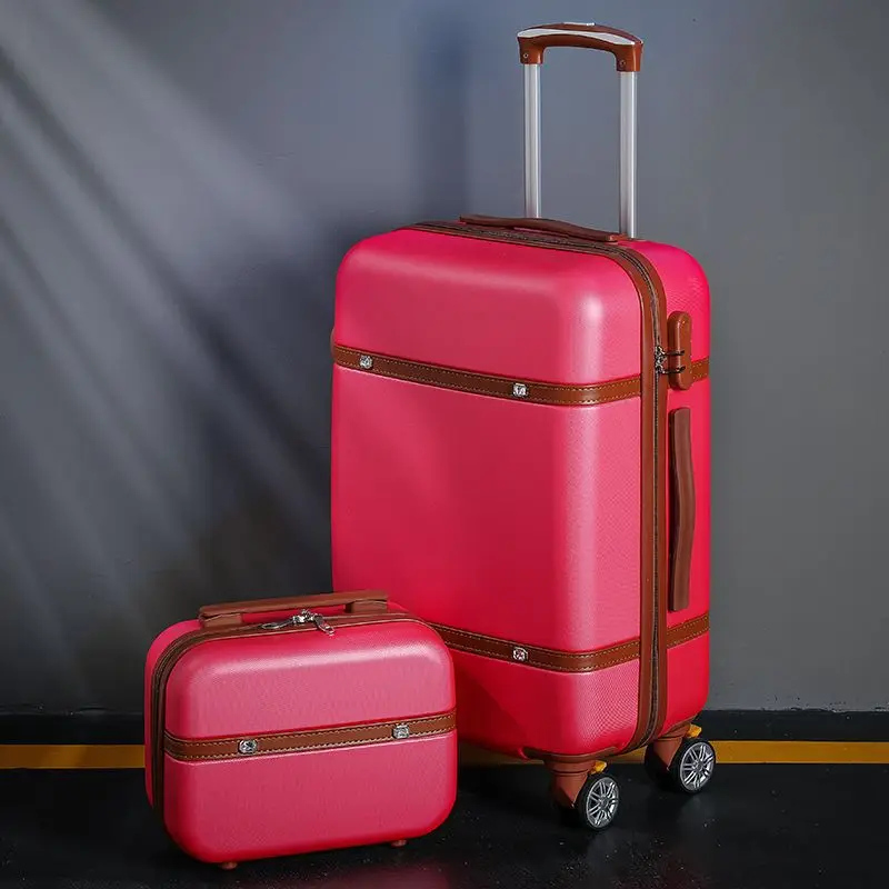 Set di valigie avvolgibili Set di valigie da viaggio con lucchetto a combinazione di moda per donna borsa cosmetica universale Set di valigie Trolley retrò da 2 pezzi