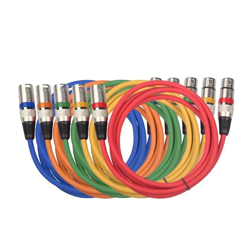 

5/6 Color 1/1.5/3M 3Pin XLR Male To Female M/F Foil Braided Shielded Audio Cable XLR Audio Cable Cord for Stage Light