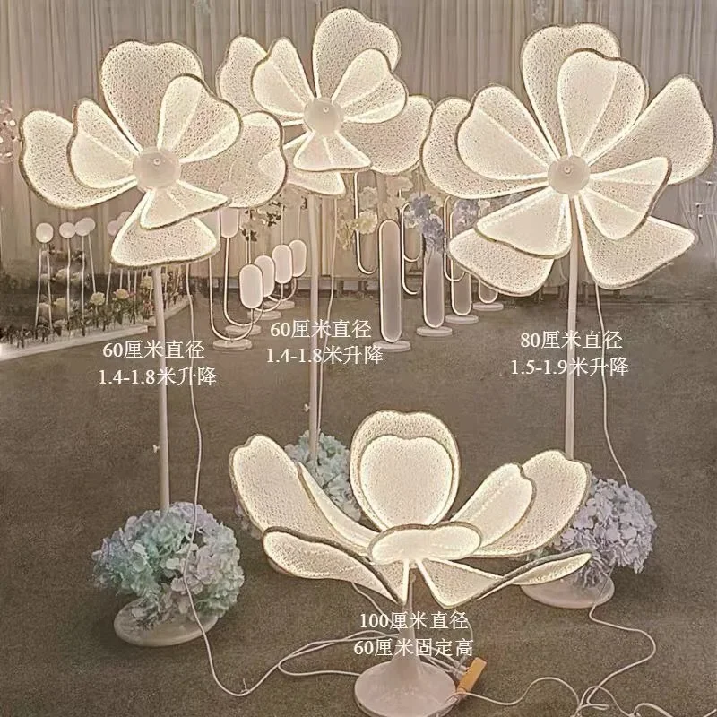 Road lead lace luminous wrought iron peony petals wedding props stage lighting decoration scene arrangement