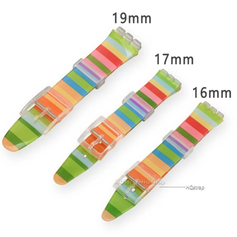 17mm 19mm Silicone Straps for Swatch Replacement Bracelet Rubber Wristband Waterproof Watch Band Colorful Watches Accessories