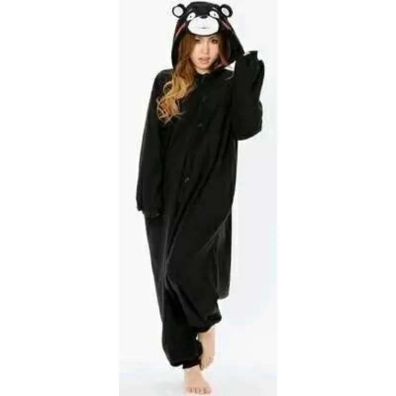 Kigurumi cartoon animal Black Kumamon bear onesie unisex adult pajamas cosplay costumes pyjamas Kumamoto sleepsuit sleepwear