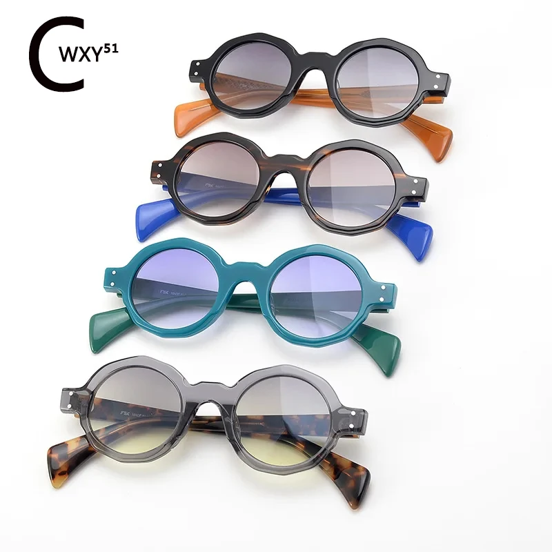 

WXY⁵¹ Shop 20235 Acetate Sunglasses Men Top Quality Round Fashion Eyeglasses UV400 Outdoor Handmade Women Trendy SUN GLASSES