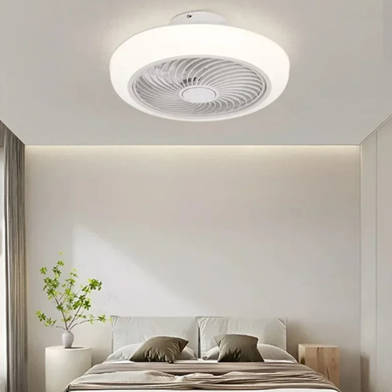 smart ceiling fan fans LED lights remote control bedroom decor ventilator lamp 52cm air Invisible Blades Retractable Silent
