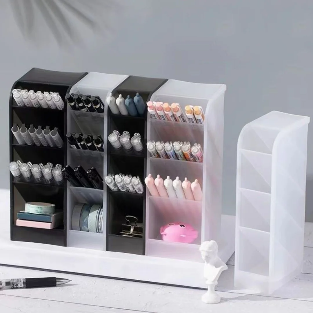 Multi-functional Stationery Storage Box Desk Multi-Layer Pen Holder Inclined Cosmetic Brush Storage Holder For Office Supplies