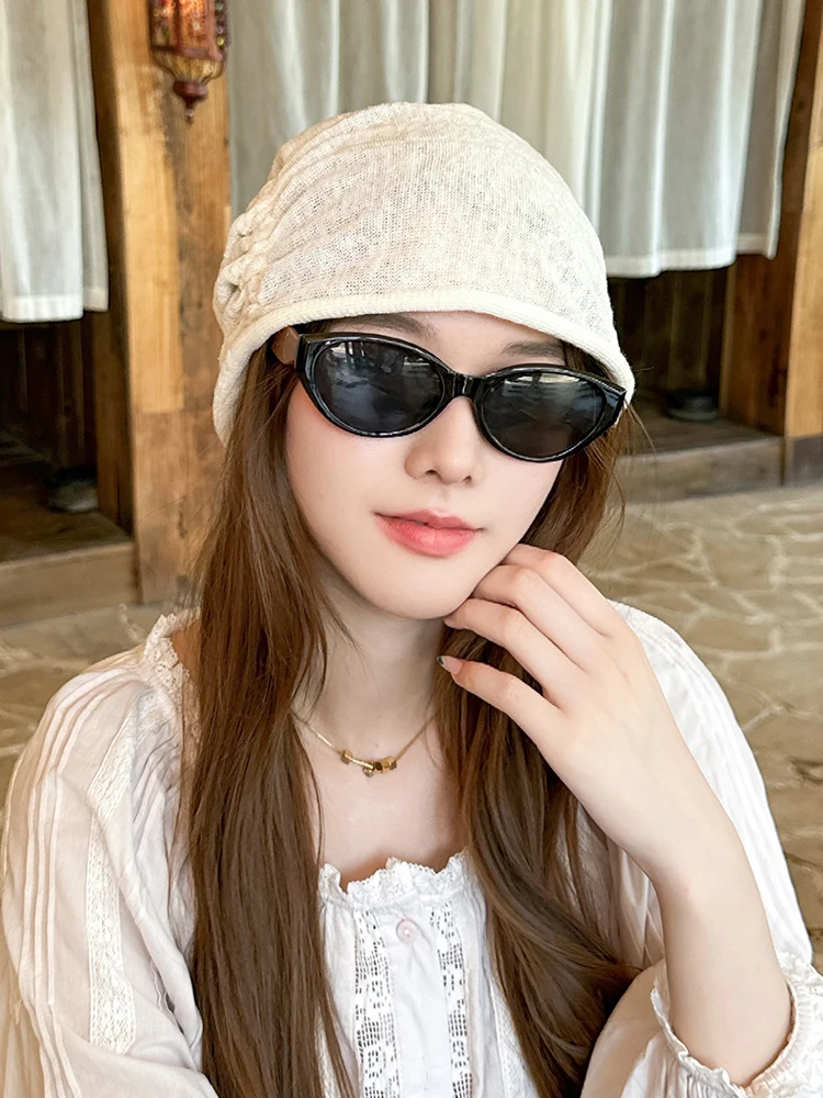 新しい夏のリネン折りたたみバケットハット女性の薄型通気性多用途コールドキャップファッショナブルなストリートレトロヘッドカバー帽子