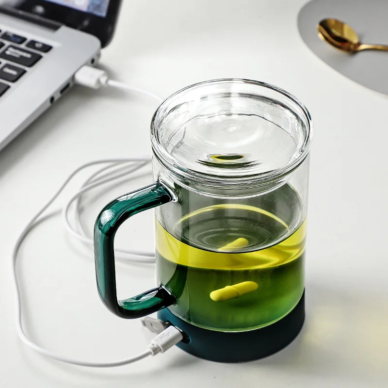 Imagem -02 - Usb Recarregável Agitação Automática Magnética Caneca de Vidro Resistente ao Calor Travel Tea Cup Elétrica Inteligente Mistura Leite Copos de Café