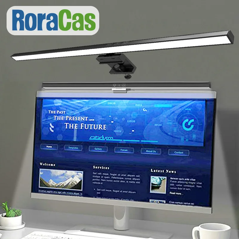 Eye-Care Desk Lamp 50cm LED Computer PC Monitor Screen Light Bar Stepless Dimming Reading USB Powered Hanging Table Lamp