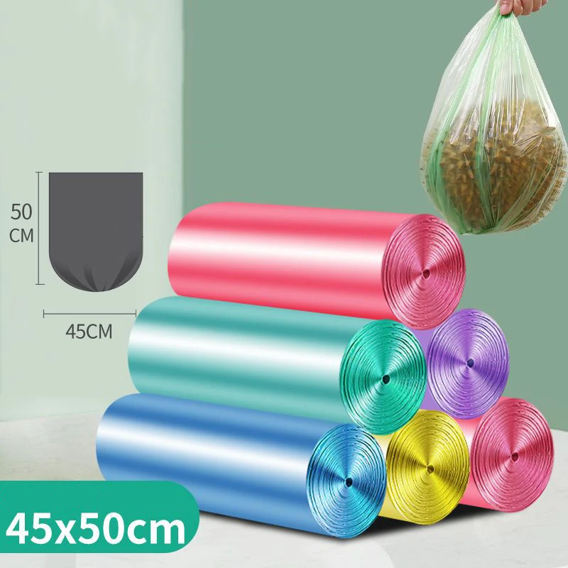 45 PCS/Lot Disposable Thickened Garbage Bag Kitchen Waste Cleaning Plastic Bag Vest-style Portable Household Rubbish Packing Bag