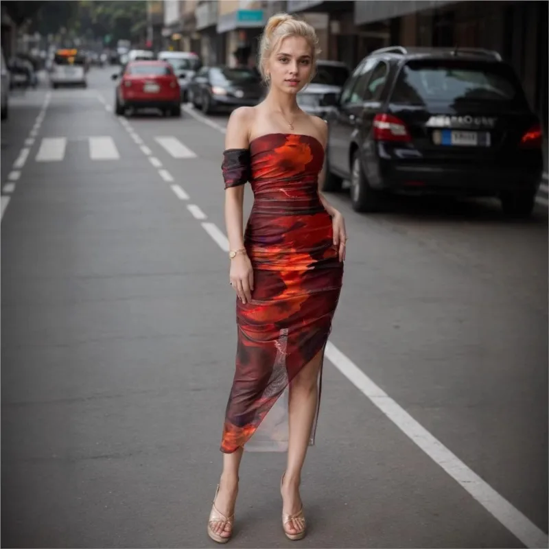 Vestido Longo Tomara que Caia Sexy com Estampa Floral para Mulheres, Elegante para Ocasiões Formais de Verão, Vestido Longo Versátil com Fenda