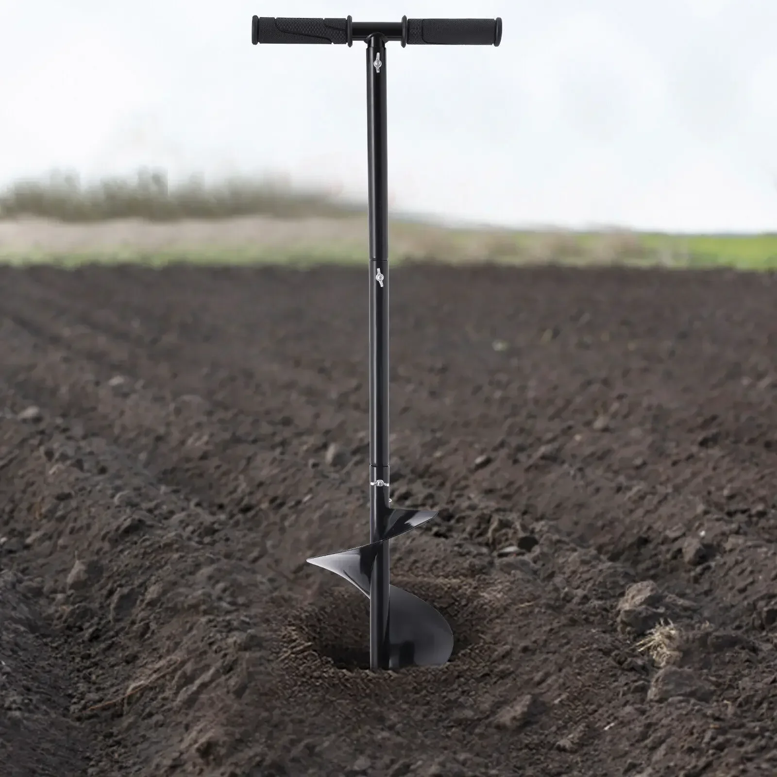 

7" Manual Fence Post Hole Auger – Hand Drill for Earth and Post Hole Digging in Garden