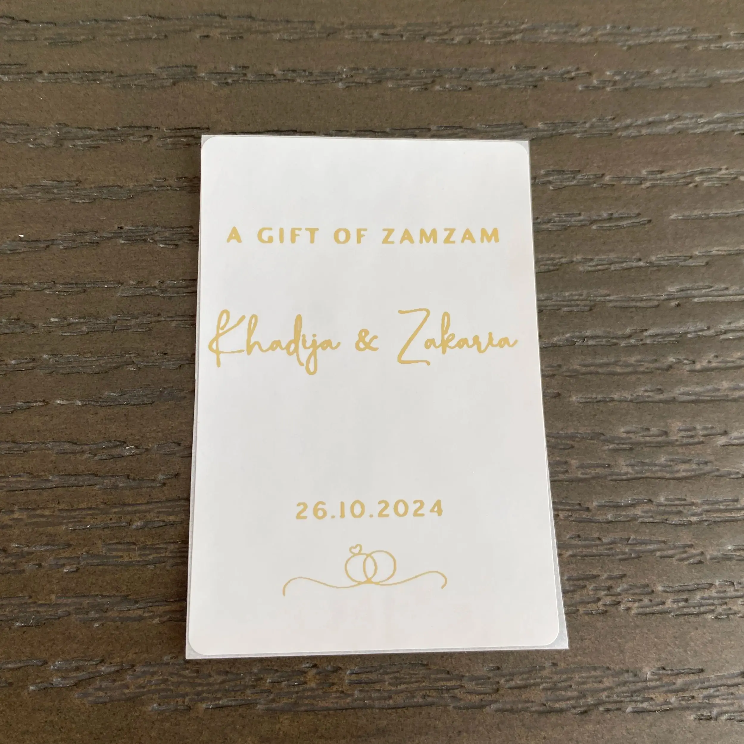 60 A gift of Zam Zam Bottle Stickers Personalized name Nikkah Wedding Labels