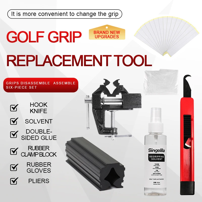 

2025 New Golf Club Grip Kit Tape Golf Grip Removal Tool Grip Solvent Hook Knife Replacement Golf Grip Repair Kit Replacement Kit