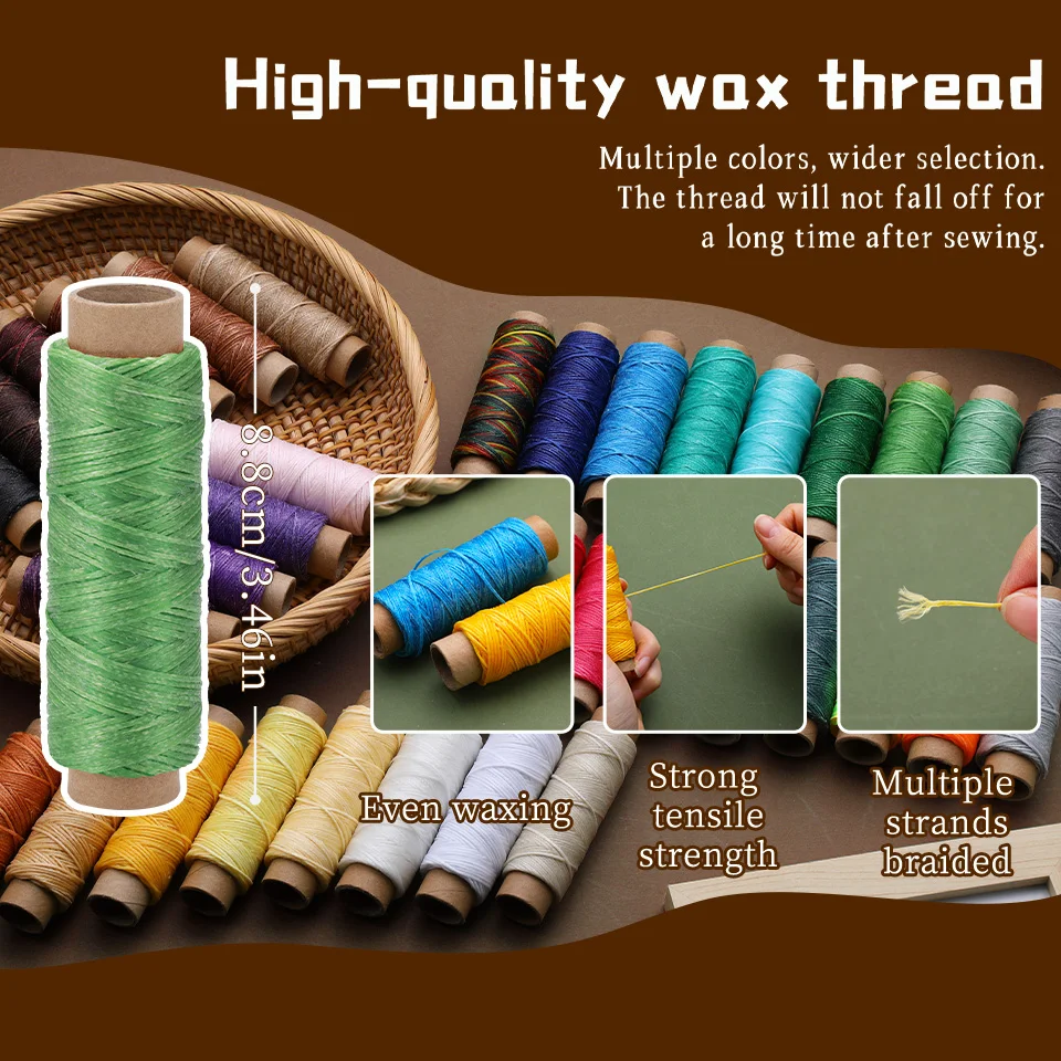 LMDZ 36 Colors Waxed Thread 33Yards Per Color Leather Hand Stitching Thread for Hand Sewing Leather and Bookbinding