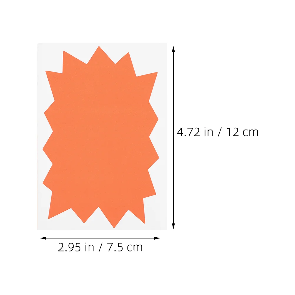 100Pcs Blank Price Tags Fluorescent Self-Adhesive Retail Stickers Star Burst Sale Signs Garage Poster Board Labeling Supplies