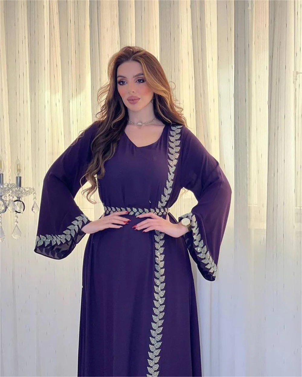 Neue Ramadan Muslimische Frauen Modest Kleid Eid Femme Dubai Abaya Luxus Arabisch Lange Hülse Lose Kaftan Kleidung Islam Türkei Kleider