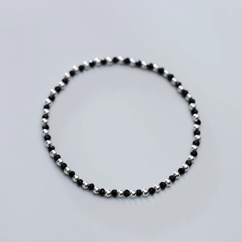 Modian Fashion Black Crystal or Ball Strand Bracelet for Women 925 Sterling Silver Simple Bracelet Fine Jewelry Gift 2020 New