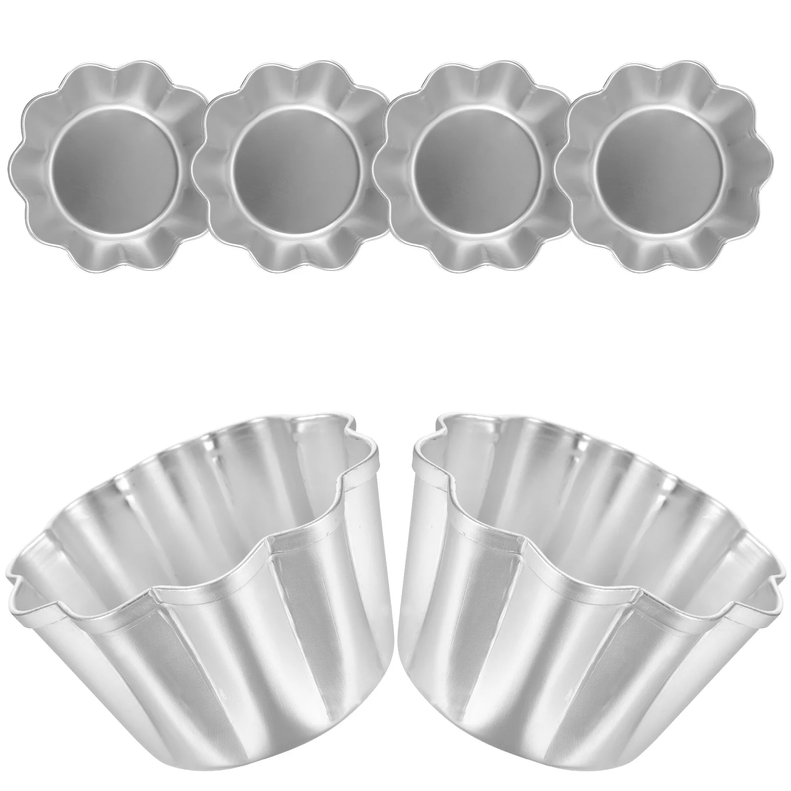 6 Pcs Puto Cup Cake Mold Flat Skillet Muffin Cups Biscuit Mini Muffins Aluminum Alloy Pudding Molds for Steaming Chiffon Pan