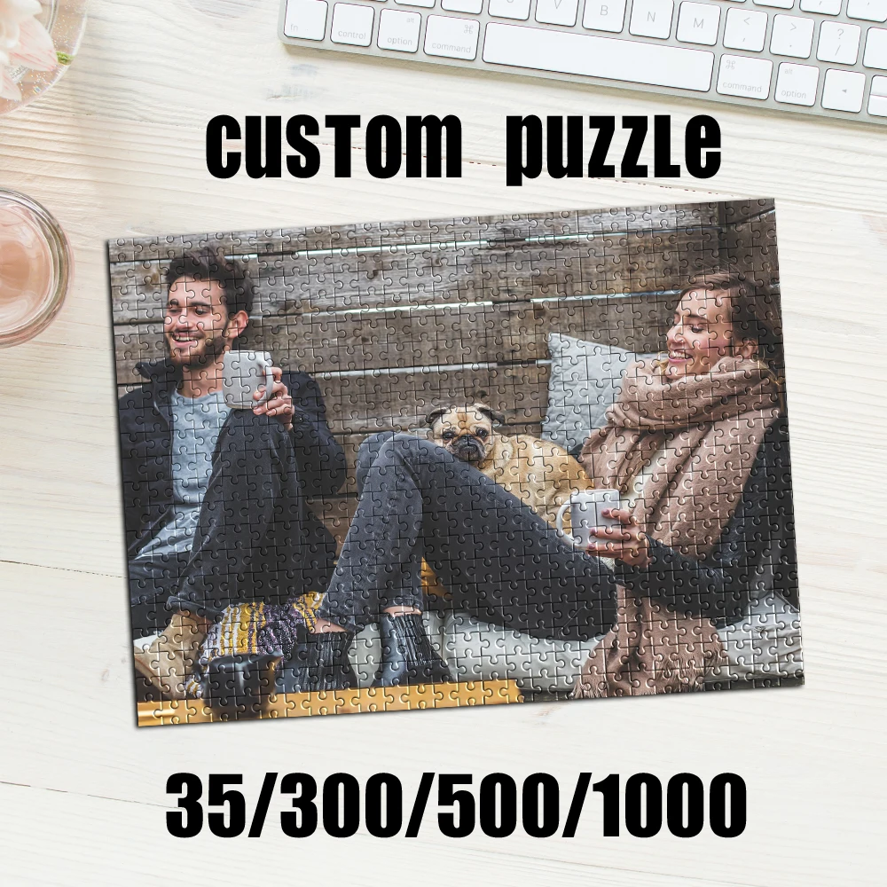 Personalized Custom Photo Puzzle Customize Cozy Home Couple With Pet Theme Puzzle Multiple Sizes Available