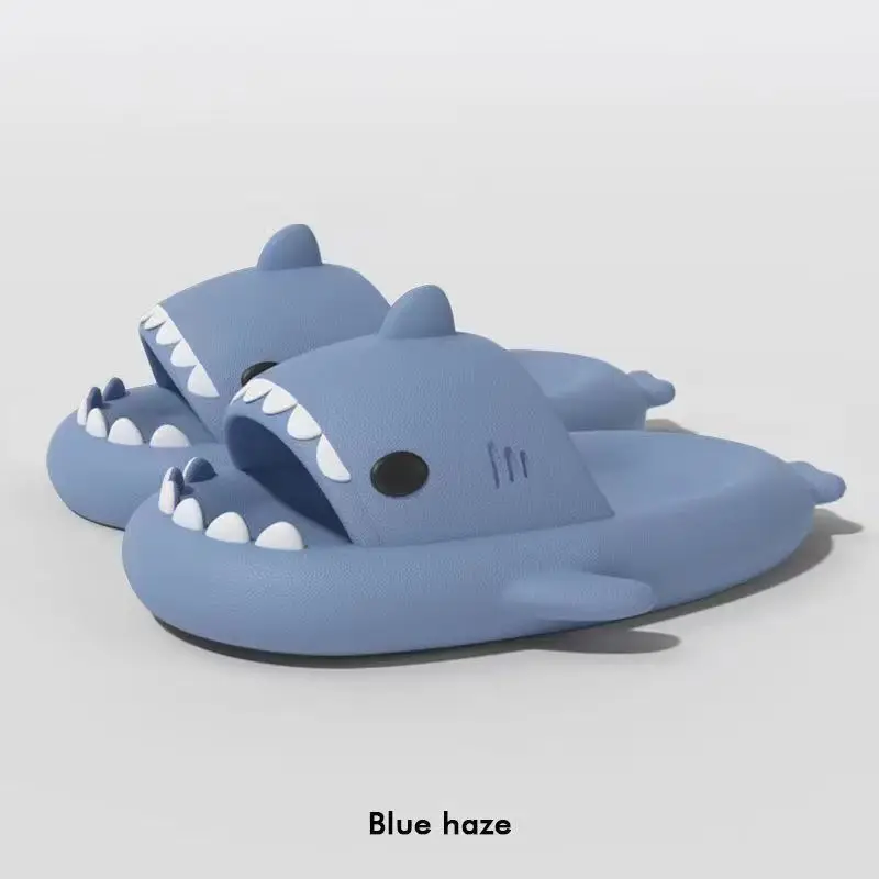 Lucyever New Summer Cartoon Shark Slippers for Women Non Slip Home Bathroom Slides Woman 2024 Soft Sole Flat Flip Flops Shoes