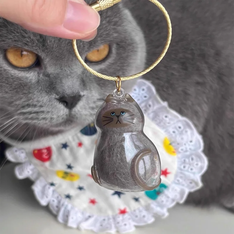 1PC Cat Dog Keychain Pendant Ginger Cat Siamese Calico Cathair Storage Box Hanging Cat Bag Hanging Pet Hair Grooming Souvenirs