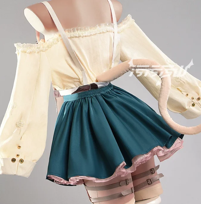 

Game Azur Lane Owari Cow Pattern Cosplay Costume Halloween Carnival Women's Man New Sexy Cow Dress Socks Necklace Props