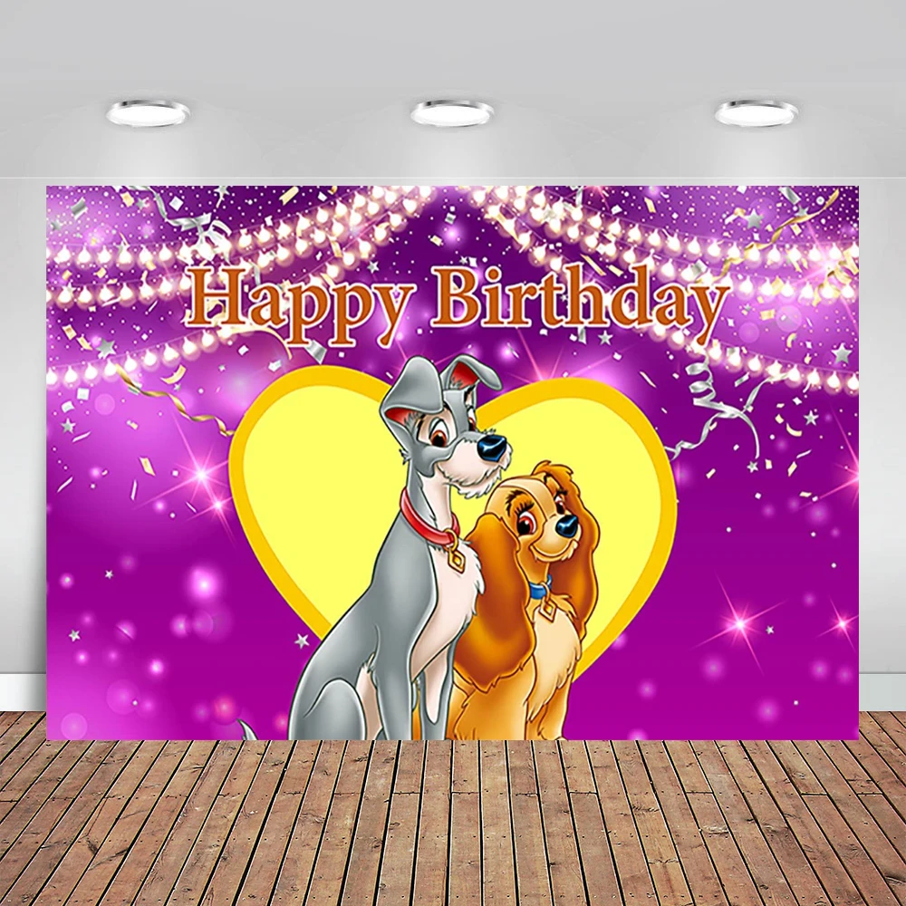 Dog Love Backdrops for Birthday Party Decorations Supplies Dog Photo Background for Lady and The Tramp Baby Shower Banner