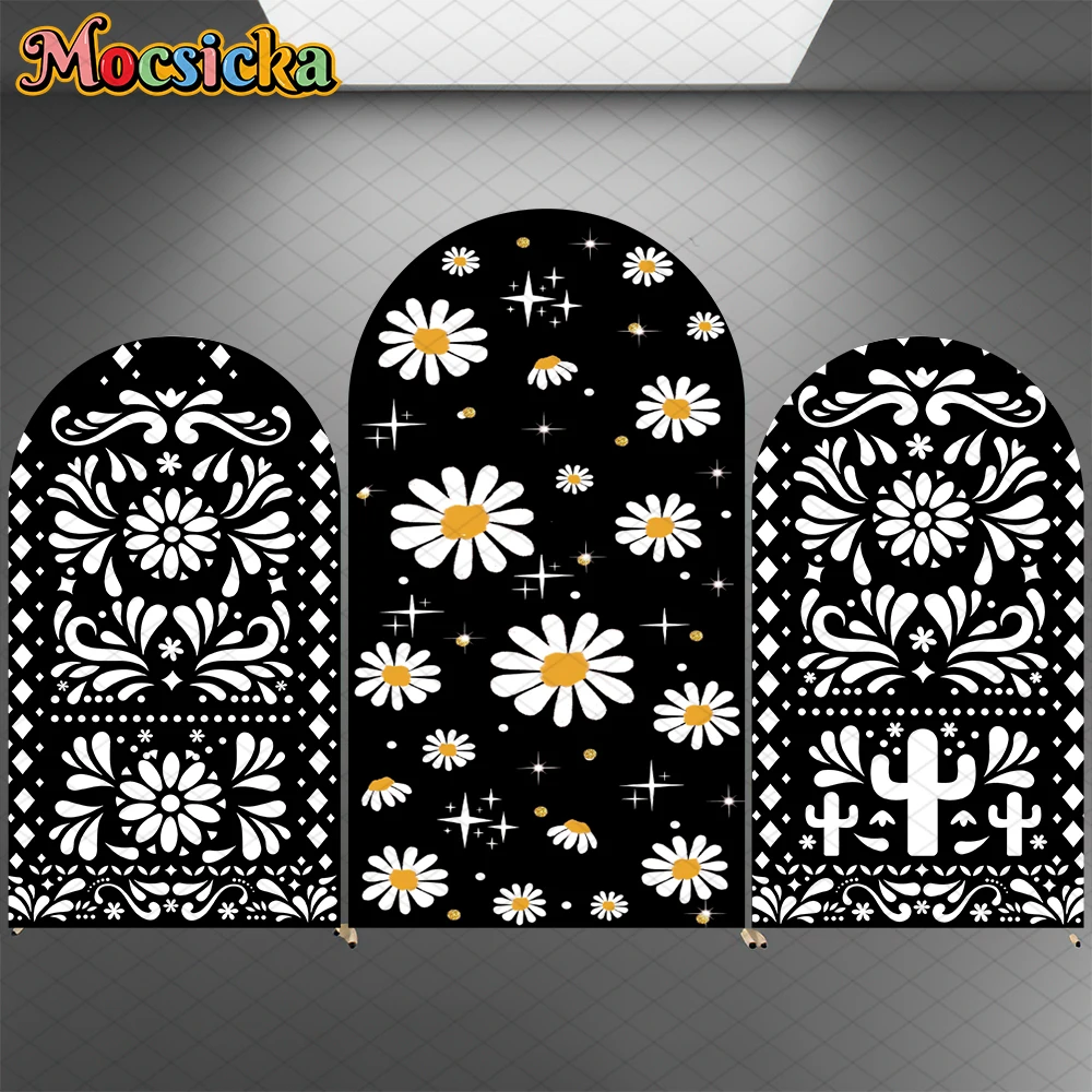 

Mocsicka Art Flower Arch Backdrop Cover Black Soft Fabric Decor Adult Wedding Baby Shower Birthday Party Photo Arched Background