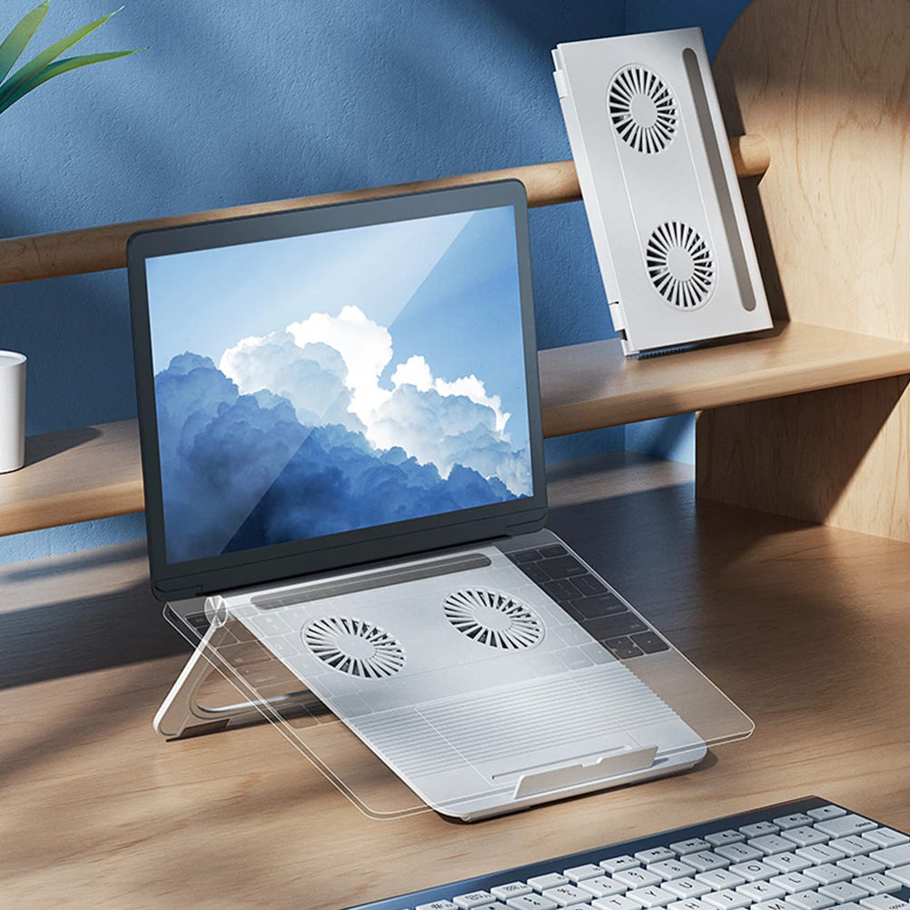 

Laptop Cooler Stand Dual 3800 Fans Triangle Structure Non-Slip Silicone Laptop Air Cooler Stand Notebook Pc Holder Cooling Rack