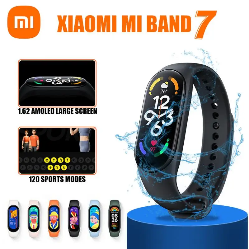 

Xiaomi Mi Band 7 1.62" AMOLED Screen 120 Workout Modes SpO2 Blood Oxygen Bluetooth 5AM Waterproof Sport Miband 7 Smart Bracelet