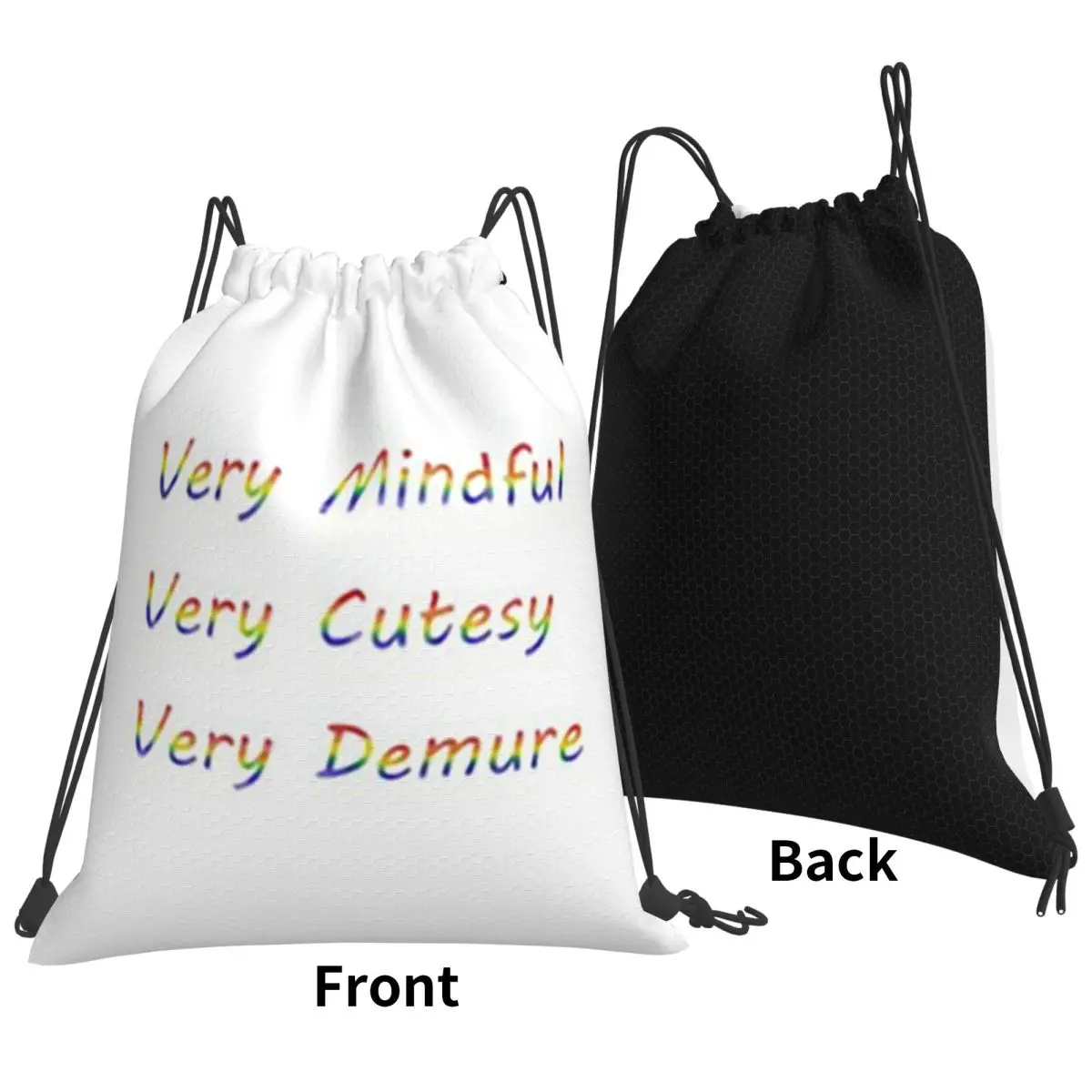 Very Mindful, Very Cutesy, Very Demure Lgbtq Backpacks Multi-function Drawstring Bundle Pocket Sports Bag Book Bags Man Woman