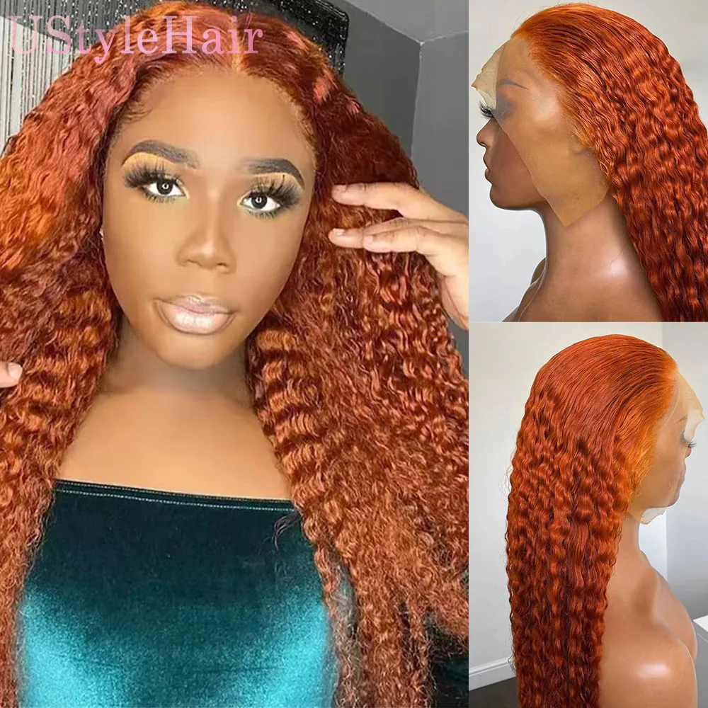 

UStyleHair Ginger Lace Front Wig for Black Women Kinky Curly Wig Natural Hairline Heat Resistant Synthetic Hair Wig Daily Use