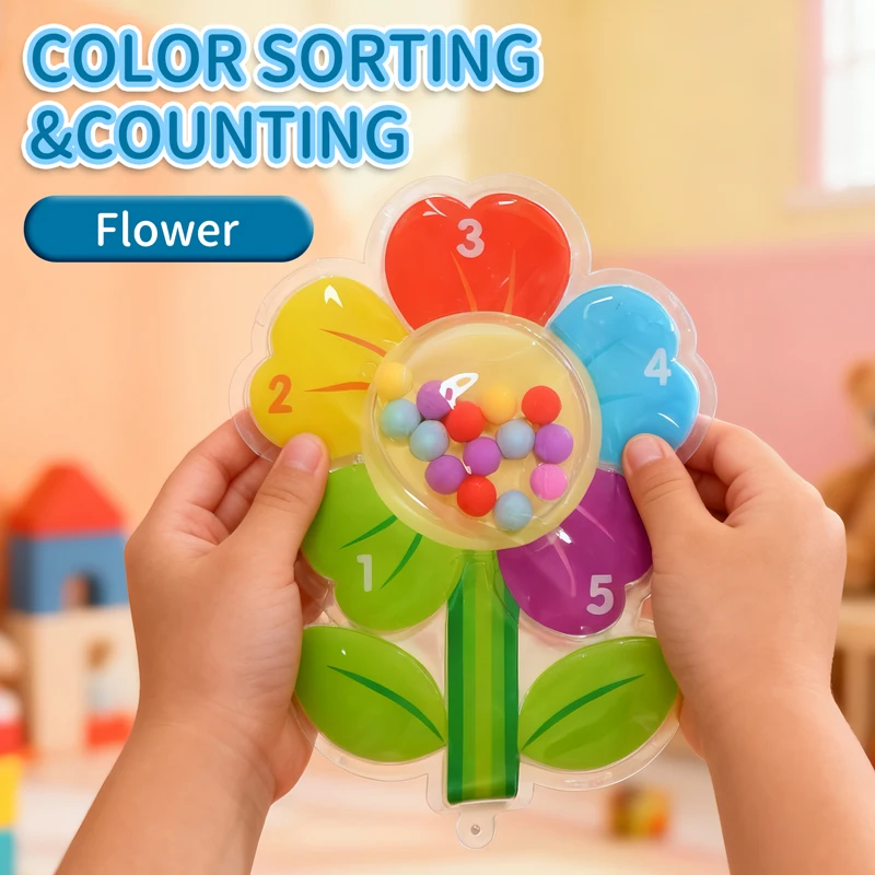 4-Color Sensory Montessori Toy for Kids Educational Fine Motor Skills Development Number and Colour Learning Games Gift Toy