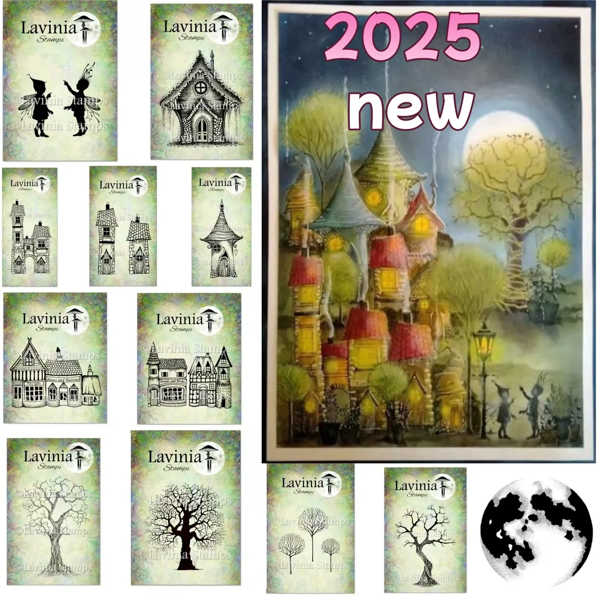 

2025 New The Moonlight Castle Tree Clear Stamps DIY Scrapbook Embossed Handcraft Gift Card Craft Template Supplies Decoration