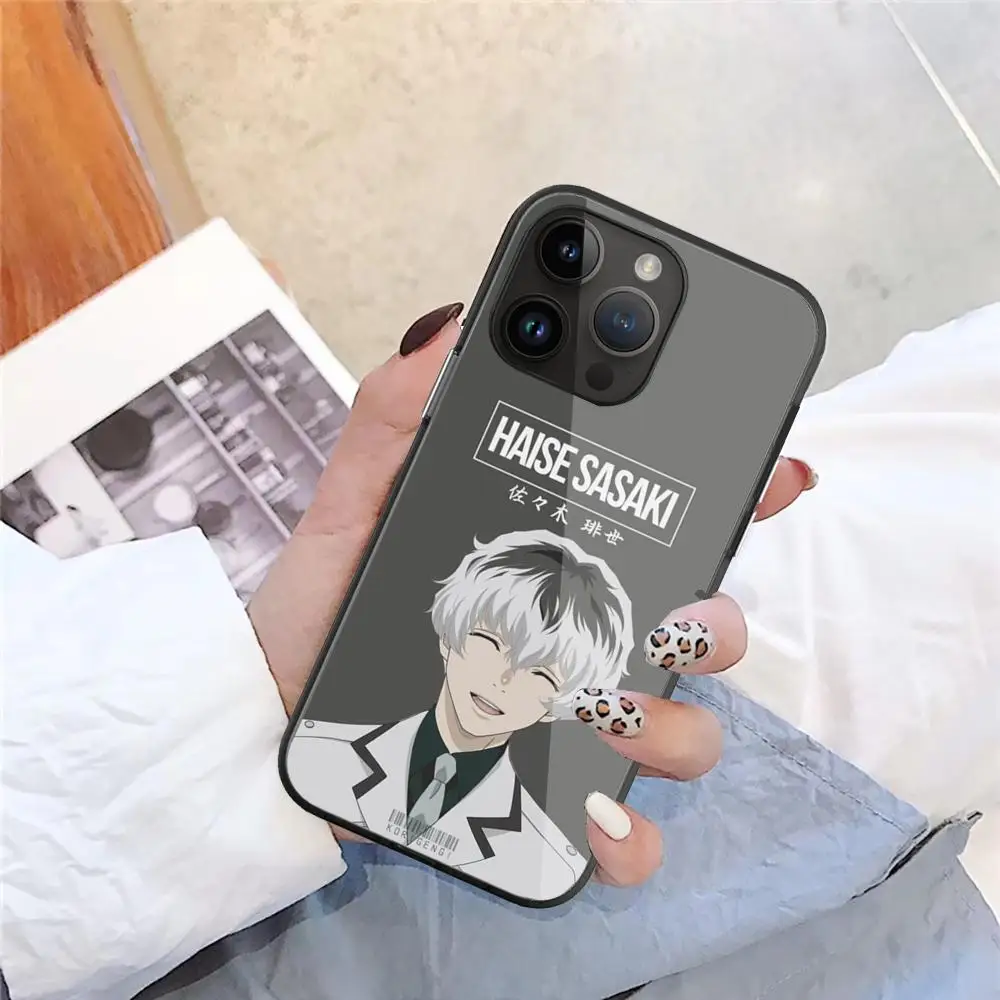 T_tokyo G_ghoul Phone Case For iPhone 15 Pro Max14 13 12 Mini 11 XR XS 8 7 Plus Black Art Glass Cases