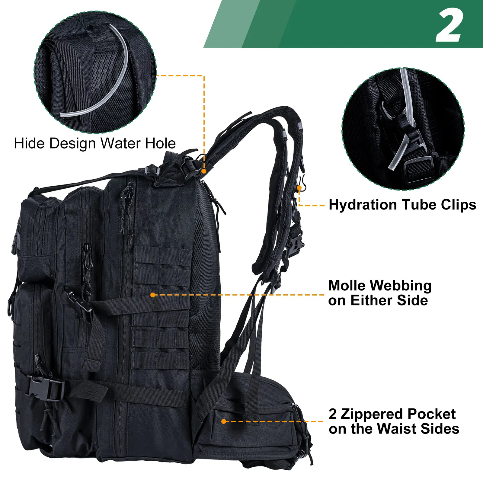 Tactical Backpack for Men Waterproof 45L Large Capacity Storage Hunting Camping Hiking Bags Outdoor Bug Rucksack Fishing Bags