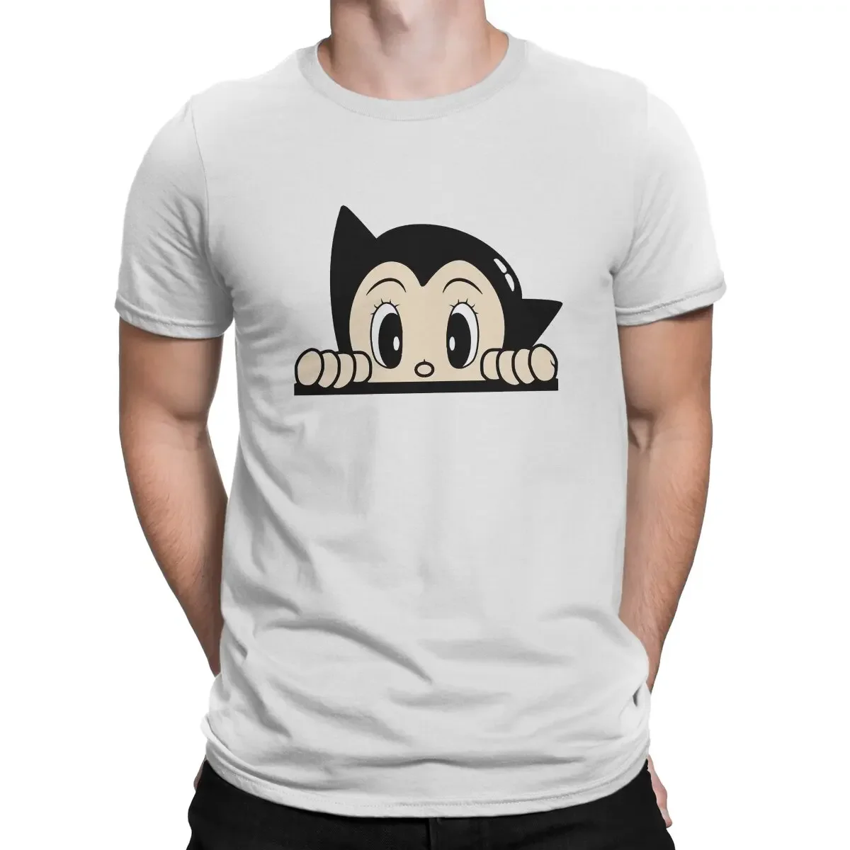 Astroboy-camisetas de poliéster para hombre, ropa Informal de gran peso, anime divertido vintage, Hello Essential, novedad