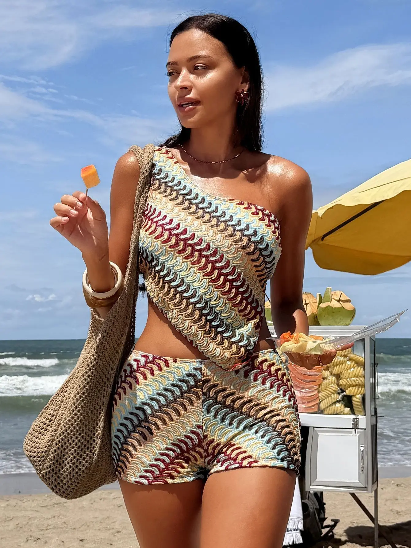 2026 Women's Colorful Straps Bandeau Bikini Set Push Up Tummy Control Sexy Two Piece Swimwear Beach Vacation Swim Sorts Swimsuit
