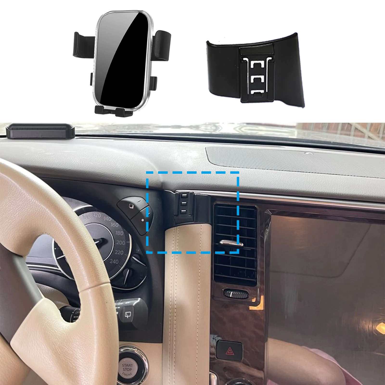 

for Nissan Patrol Y62 2012-2015 2016-2018 2019 2020 2021 Car Mobile Phone Holder GPS Bracket Navigation Accessories Stand Auto