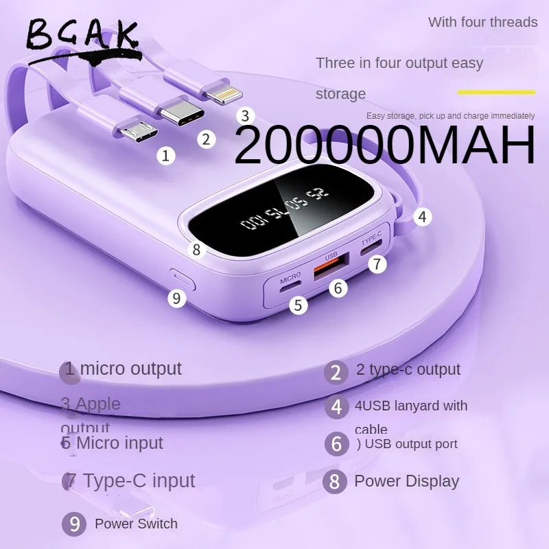 

Super 20000 mAh Fast Charging Self Contained Charging Treasure Portable Large Capacity Mobile Power Supply