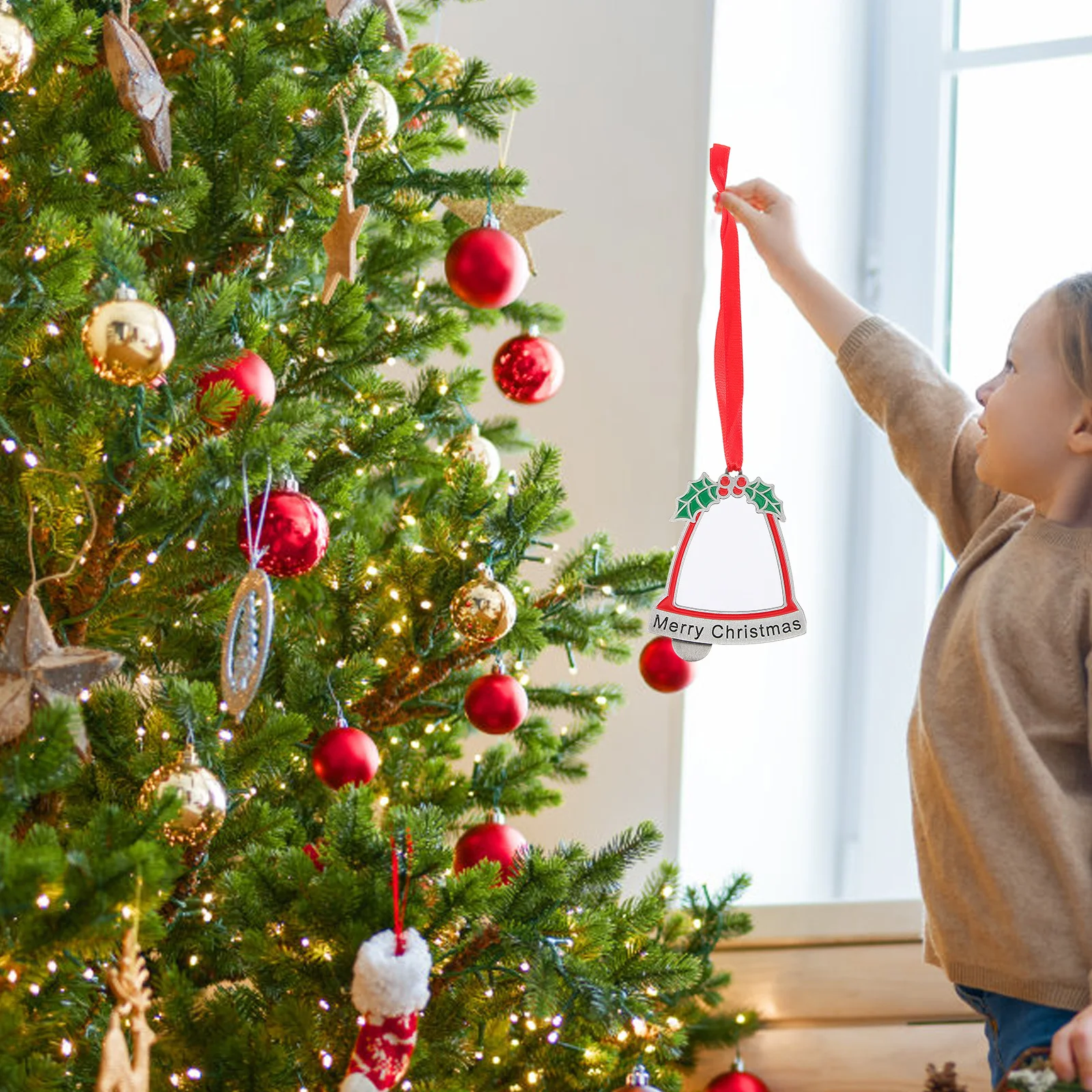 

Christmas Tree Hanging Ornament Bell Shape Elegant Xmas Tree Decor Indoor Hanging Decoration Home Christmas Decorations