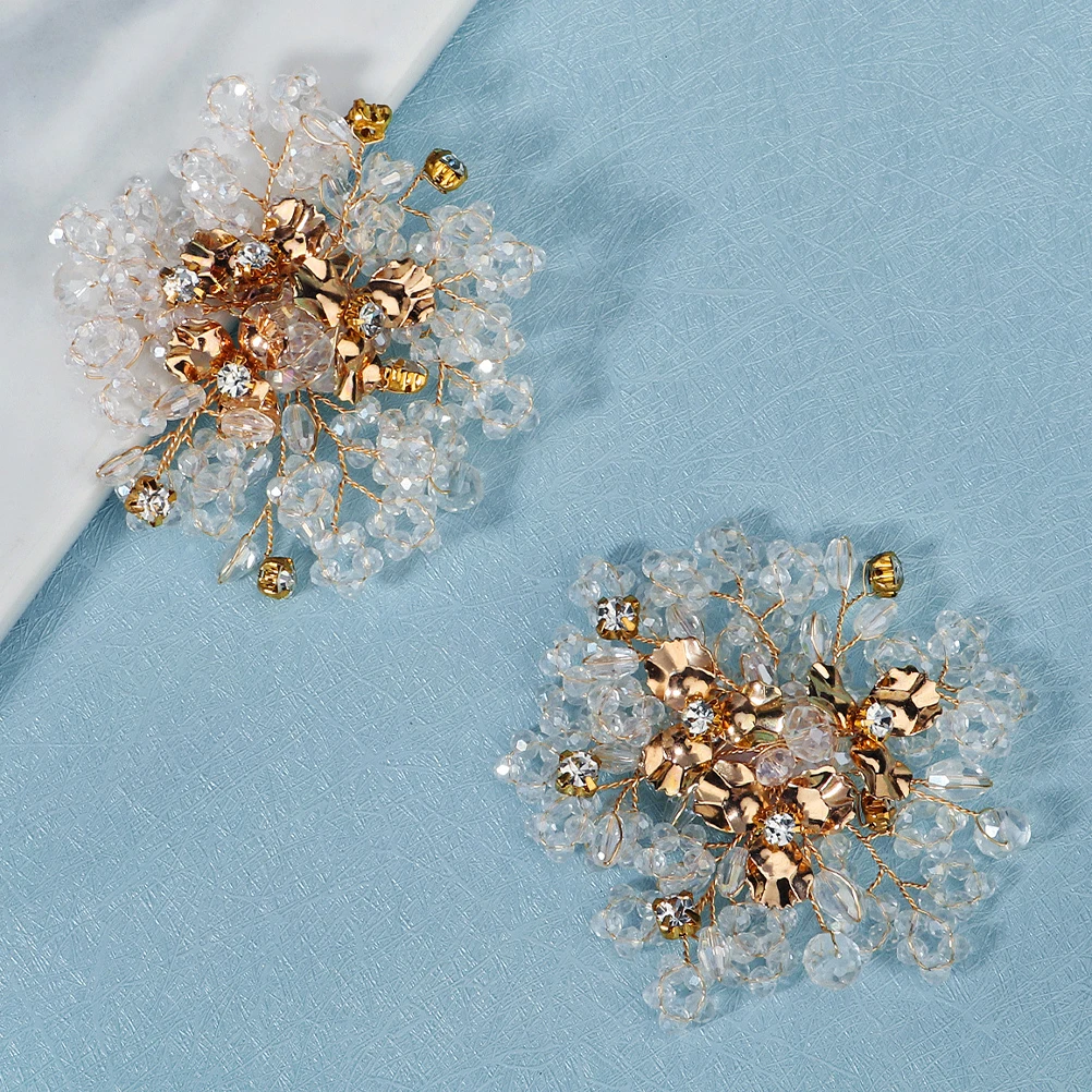 Wedding Accessories Elegant Beaded Shoe Clips Decorative Flower Charms Glass Crystal Bridal Shoe Decorations for Women