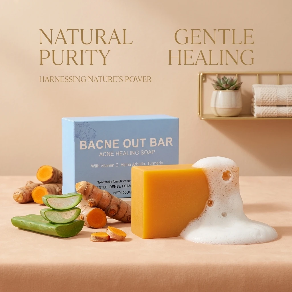 Turmeric Cleansing Soap Effectively Removes Body Acne Deep Cleansing Rich Foam Eliminates Body Odor Gently Exfoliates Body Soap
