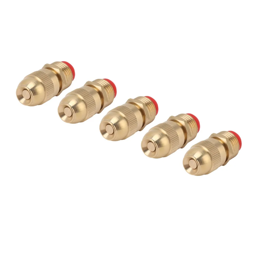 

5PCS G1/2 Male Thread Misting Nozzle Brass Gold Water Spray Head Adjustable 360 Degree Garden Sprinkler Nozzle Roof Cooling