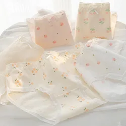 SP&CITY Cute Printed Cotton Underpants For Women Lace Strawberry Cherry Cartoon Panties Student Soft Breathable Seamless Briefs