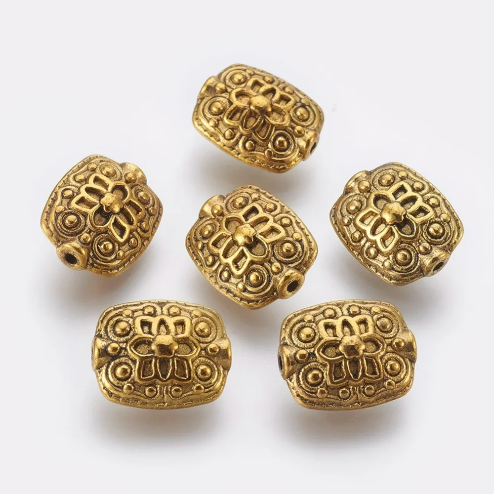 20pcs style Beads Alloy Beads Antique color Lead Free Cadmium Free Rectangle Size: 11mm wide 13mm long 6.5mm thick hole: 1.5mm