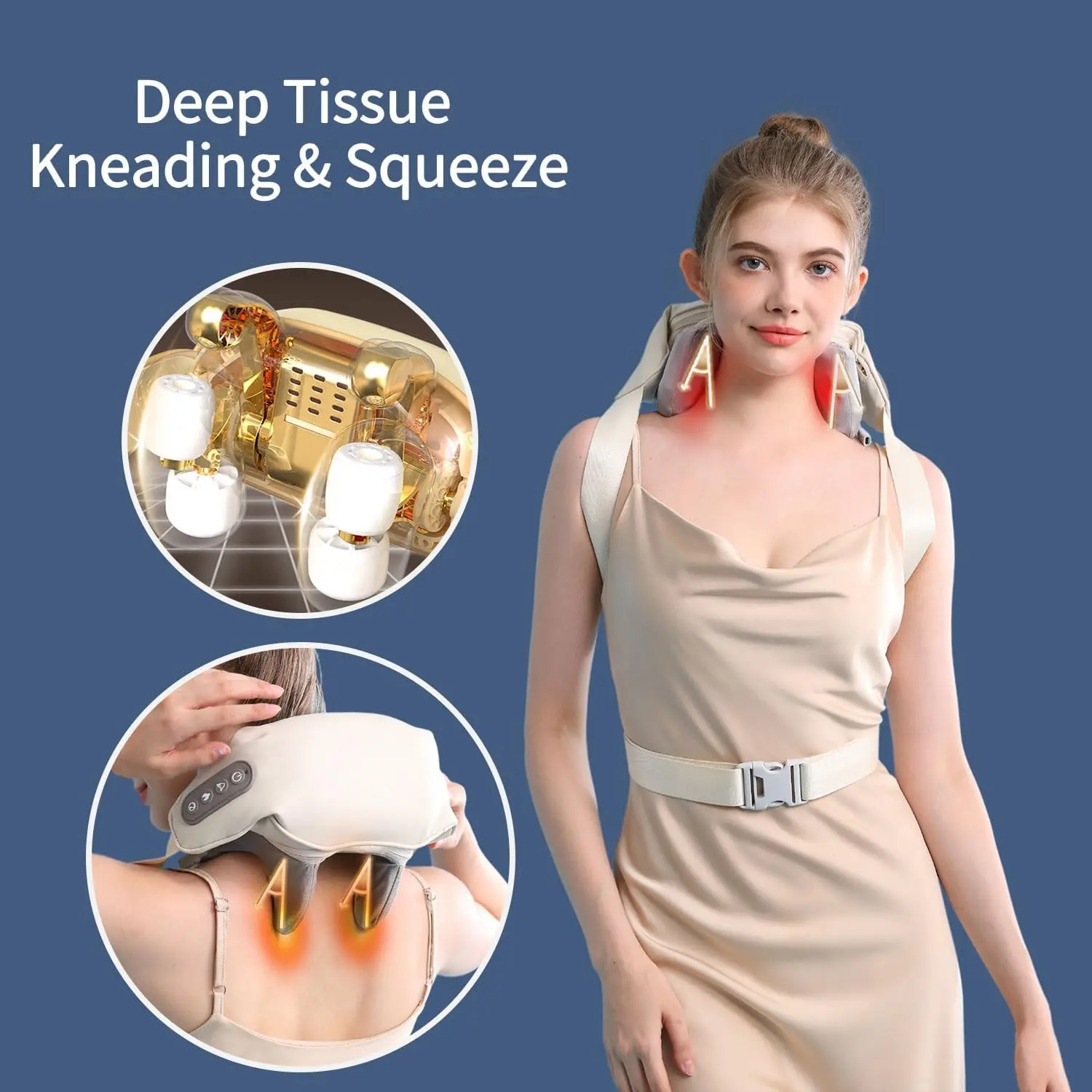 Neck Shoulder Massager Deep Tissue Shiatsu Back Massagers With Kneading Squeeze Muscles Massage Trapezius Muscle Massager