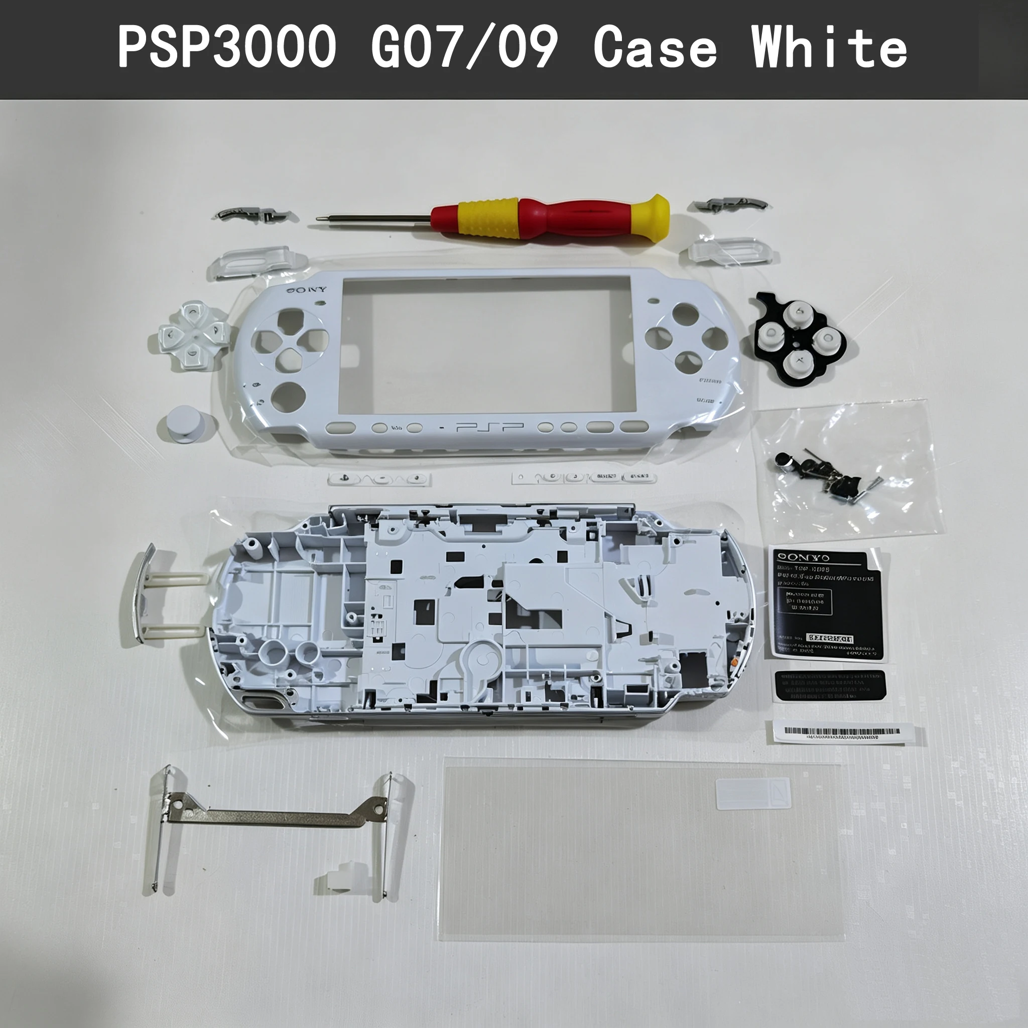 Obudowa zamienna do Sony PSP3000 G09/07, jednolity kolor, pełna obudowa, zestaw części do samodzielnej naprawy, zestaw do wymiany obudowy konsoli. — zdjęcie produktu 5