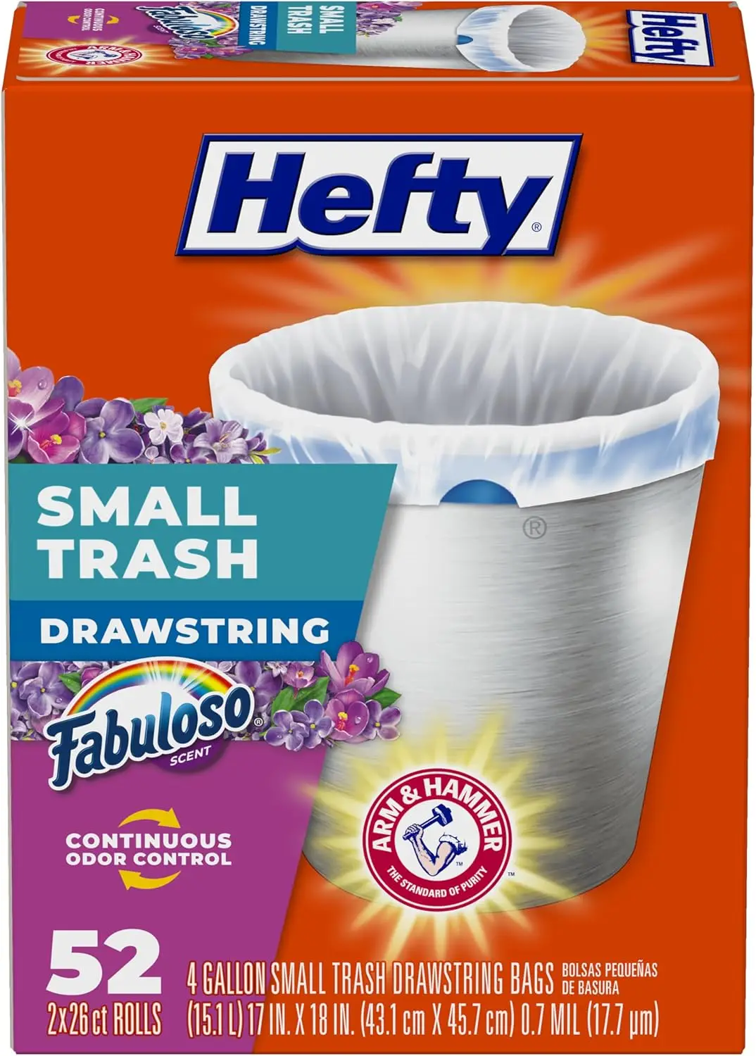 

4 Gallon Scented Trash Bags, 52 Count with Odor Neutralizer and Drawstring Closure for Fresh Home