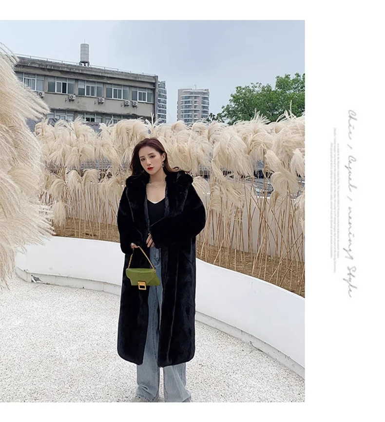 Lautaro Winter Long Loose Casual Windproof Soft Thick Warm Fluffy Green Black Faux Fur Coat Women with Hood Furry Overcoat 2023