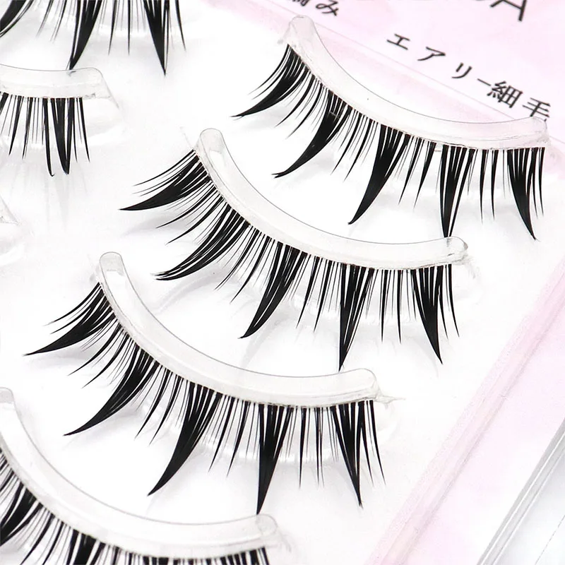 5 Pairs Handmade Cross Cos Manga False Eyelashes Little Devil Soft Transparent Stem Lashes Japanese 3D Natural Eyelash Extension